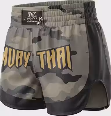 Bermuda Shorts Muay Thai Camuflado Calção Tailandês Dek Sports (bege e cinza)
