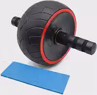 Roda Abdominal Larga Grossa para Exercícios com Tapete de Apoio Profissional Rodinha Abdominal Rolo Abdômen Lombar Exercício Fitness Premium