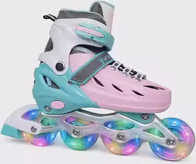 Patins Roller Inline Ajustável Rosa P 30-33 Yuupi