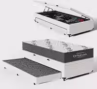 Bicama Box Baú Solteiro com Colchão de Espuma D33 Ortobom Airtech 100 + Auxiliar Unique 88cm (Branco)