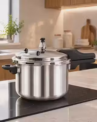 Panela de Pressão 4,2L em Aço Inox com Revestimento Cerâmico, Fundo de Indução, 4 Válvulas de Segurança e Fechamento Externo para Fogão a Gás e Elétrico