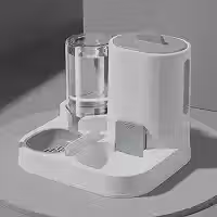 Alimentador e Bebedouro Automatico para Pet - Comedouro 1600 ml + Bebedouro 800 ml por Gravidade - Cinza - Para Gatos e Caes Pequenos - Sem Tomada, Sem Bateria