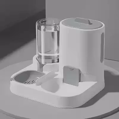 Alimentador e Bebedouro Automatico para Pet - Comedouro 1600 ml + Bebedouro 800 ml por Gravidade - Cinza - Para Gatos e Caes Pequenos - Sem Tomada, Sem Bateria