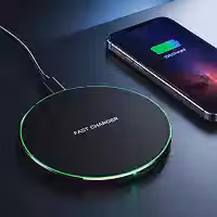 Carregador de Indução Rápido, Sem Fio, com LED Verde, Compatível com Smartphones