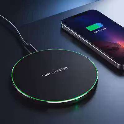 Carregador de Indução Rápido, Sem Fio, com LED Verde, Compatível com Smartphones