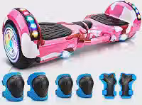 Hoverboard Elétrico FINYQBET, 4400 mAh, Roda 6.5', Autobalanceamento, Bluetooth, LED, 15km/h, 120kg Carga Máxima, Rosa