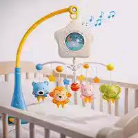 Móbile Musical para Berço Bebê com Música, Giratório, Brinquedo Colorido, Ajuda no Sono do Bebê, Fácil de Instalar, Ideal para Recém-Nascidos