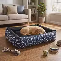 Cama Pet Extra Grande Quadrada Impermeável Azul