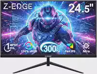 Monitor Gamer pc 24,5 polegadas Z-Edge, 300 Hz, 280 Hz e 240 Hz, FHD 1080p, MPRT ultrarrápido de 1 ms, 2 portas DP 1.4 e 2 portas HDMI 2.0, Suporte VESA, Sem Bordas