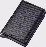 Carteira Slim Porta Cartões RFID Antifurto Alumínio Compacta (Preto)