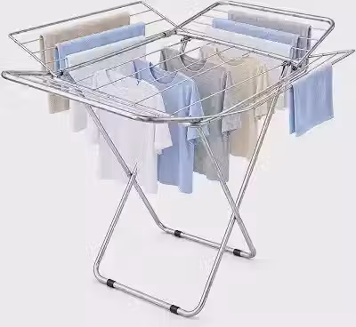 Varal de Chão Grande 4 Abas Dobrável Retrátil Suporta até 20kg Branco