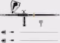 Gaahleri Airbrush Seeker, ação dupla com alimentação por gravidade com bocal de liberação rápida de 6 canais, conjunto de agulha/bocal duplo de 0,3 e 0,5 mm, copo de 9,4 g e ilha calma ergonômica para