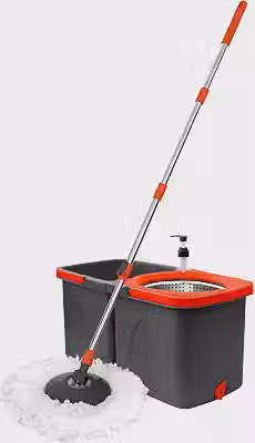 Powermaid Mop Giratorio Duo - Dois baldes com Centrífuga de Aço Inox - Balde de Enxague com 9L