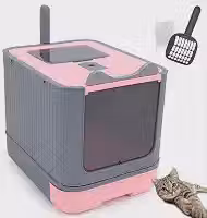 Caixa de Areia Fechada para Gatos com Pazinha, Banheiro Sanitário com Filtro Anti Odor Premium (ROSA)