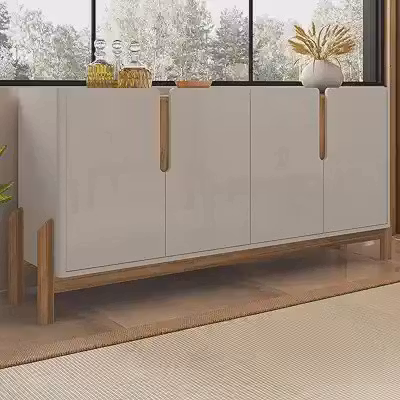 Aparador Buffet Sala Lizz 170cm com Pés de Madeira Maciça Off White/cedro