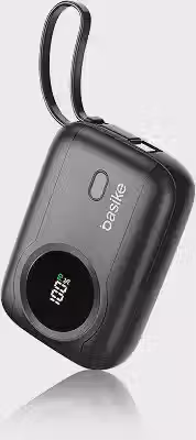 Power Bank 10000mAh Ultra Fino e Portátil, Carregador Portátil22.5W PD 3.0 com Cabo USB-C Integrado, Carregamento Rápido para iPhone, Samsung, MacBook, Google Pixel e AirPods