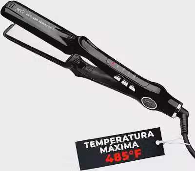 MQ HAIR - Chapinha Profissional de Titânio 485°F Turbo - Bivolt, Design Anatômico, Ultra Suave, Efeito Espelho - 3 Passagens Necessárias, Alisamento Perfeito - Controle Seguro de Aquecimento - Preto