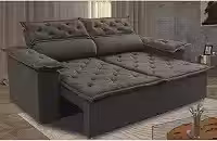 Sofá 3 Lugares Retrátil e Reclinável Cama Inbox Compact 1,80m Velusoft Café