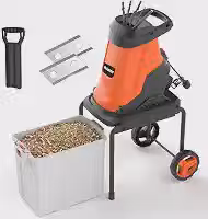 MAXLANDER Triturador elétrico de madeira de 15 Amp com caixa de coleta de 50 L