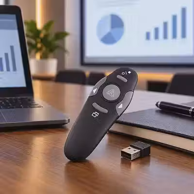 Caneta Apresentador Multimídia Sem Fio com Laser – Controle Passador de Slides para PowerPoint | Ideal para Aulas, Palestras, Congressos e Reuniões | Premium