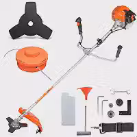 Roçadeira Gasolina 2 Tempos 63cc 3hp 7500rpm com Lâmina 3 Dentes, Carretel de Nylon e Acessórios Completo