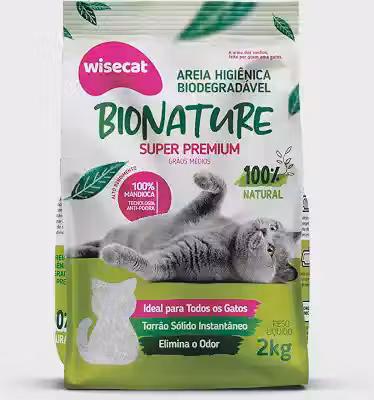 Bionature Areia Higiênica para Gatos Biodegradável Wisecat 2kg