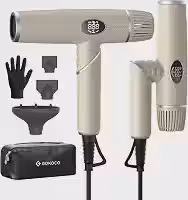 GOKOCO Secador de Cabelo Dobrável de Alta Velocidade,Bivolt,GD045 Motor Brushless 110.000 RPM,Íons Negativos,4 Temperaturas,3 Velocidades,com Difusor e Bicos Modeladores para Viagem,Ouro