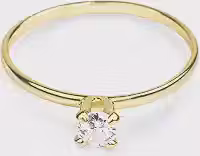Anel Solitário Feminino Banhado a Ouro 18k, Zircônia Cristal Brilhante, Estilo Elegante e Sofisticado