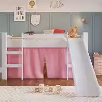Cama Infantil Elevada com Escorregador e Cortina Completa Móveis