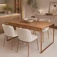 Mesa Jantar Compacta 4 Lugares Estilo Industrial Pés Cobre (Madeira e cobre)
