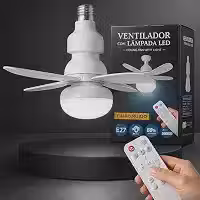 Ventilador de Teto Lâmpada LED 60W Bivolt com Controle Remoto – 3 Velocidades, Iluminação E27 Funcionamento Silencioso Ideal para Sala, Quarto e Escritório