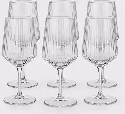 Jogo com 6 Taças para Vinho Tinto Canelada em Cristal Ecológico Premium 400ml Alta Transparência e Brilho Jantares e Presentes Mesa Posta