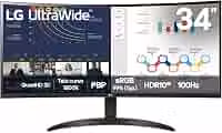 LG UltraWide Monitor Curvo 34' VA 100Hz 5ms (GtG) WQHD 2K (3440x1440) HDR10 PBP sRGB 99% Proporção 21:9, Preto - 34WR50QK