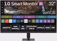 Monitor LG Smart - Tela VA de 32' 4K UHD, HDR10, DCI-P3, WebOS 26, ThinQ, Wifi, Air Play, Bluetooth, USB, 2X HDMI, Preto – 32U701S