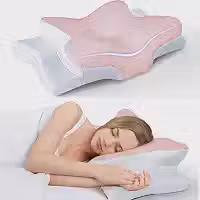Travesseiro Ergonômica de Alívio de Dor no Pescoço com Memória, Ajustável e Resfriamento, Travesseiro Ortopédico para Dormir de Costas, Lado ou Barriga - Conforto, Suporte e Bem-estar (Rosa)