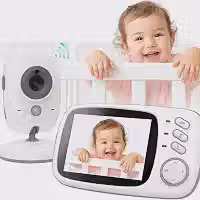 Babá Eletrônica Câmera para Bebês com Tela de 3.2' Visão Noturna 10M Infravermelha Monitoramento Temperatura, Áudio Bidirecional, Detecção de Som VOX, Modo Soneca Contem Visão Noturna Canção de Ninar