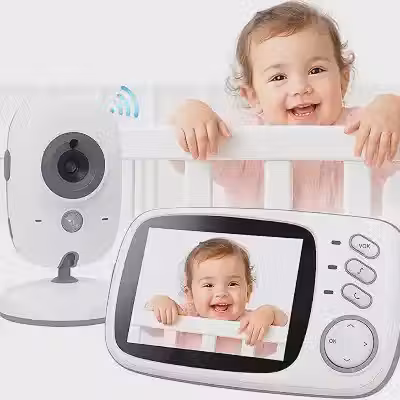 Babá Eletrônica Câmera para Bebês com Tela de 3.2' Visão Noturna 10M Infravermelha Monitoramento Temperatura, Áudio Bidirecional, Detecção de Som VOX, Modo Soneca Contem Visão Noturna Canção de Ninar