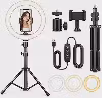 Ring Light LED com Tripé Ajustável e Suporte para Celular, Iluminador Circular para Fotos, Vídeos, Maquiagem, Lives, Selfies, TikTok, YouTube, Estúdio e Criação de Conteúdo
