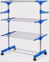 Varal de Chão Premium Grande 3 Andares Vertical Dobrável com Rodinhas | Varal de Roupas com Abas Laterais | Amplo Espaço para Secagem, Ideal para Casa, Apartamento e Lavanderia