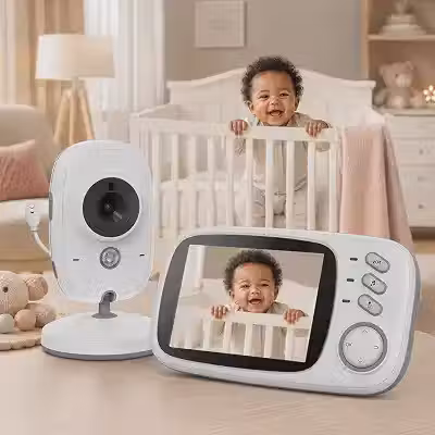 Babá Eletrônica com Câmera e Tela 3,2', Visão Noturna Infravermelha 10m, Áudio Bidirecional, Detecção de Som VOX, Monitoramento de Temperatura e Canções de Ninar