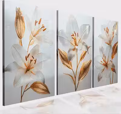 Kit 3 Quadro Decorativo Sala Quarto Tulipa Lirio Flor Escritório (1)