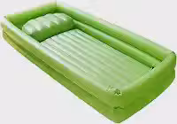Baoblaze Banheira hidromassagem retangular, e dobrável, para uso ao cama, ideal para idosos pacientes em casa. SPA, Verde