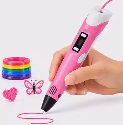 Caneta 3d Impressora Profissional Display Led Com Filamentos (ROSA)