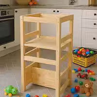 Torre de Aprendizagem Montessoriana em Madeira 4 em 1 infantil para Bebês e Crianças TOP 1 MAIS VENDID0