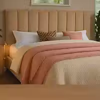 Cabeceira Modular Para Cama De Casal – Estofada Com Fita Dupla Face De Fixação Sem Furos Na Parede (Bege)