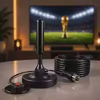 Antena Digital TV Amplificada Interna e Externa, Canais Abertos, HDTV UHF VHF, Base Magnética com Super Ímã, Cabo de Longo Alcance, Compatível com TV Digital Full HD e 4K