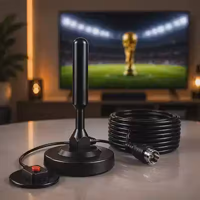 Antena Digital TV Amplificada Interna e Externa, Canais Abertos, HDTV UHF VHF, Base Magnética com Super Ímã, Cabo de Longo Alcance, Compatível com TV Digital Full HD e 4K