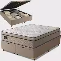 Cama Box Baú Colchão King Premium Molas Ensacadas e Euro Pillow 193x203x73cm