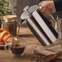 Cafeteira Prensa Francesa 750ml em Aço Inoxidável com Parede Dupla Filtro de 3 Estágios Isolamento Térmico Ideal para Café, Chá e Infusões Premium