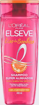 L'Oréal Paris Elseve Liso dos Sonhos Shampoo Super Alinhador, com Queratina Vegetal e AHA, Alinhamento Capilar em Casa, Controle de Frizz e Liso de Longa Duração, 400ml